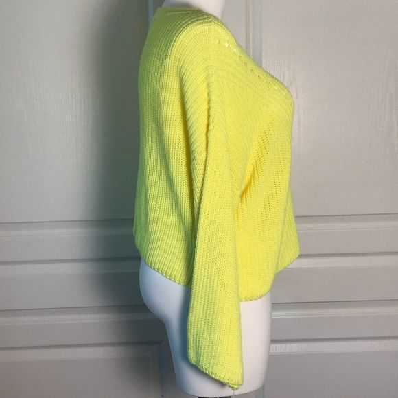 A.N.A BRIGHT YELLOW PERFORATED KNIT SWEATER - Picture 3 of 8